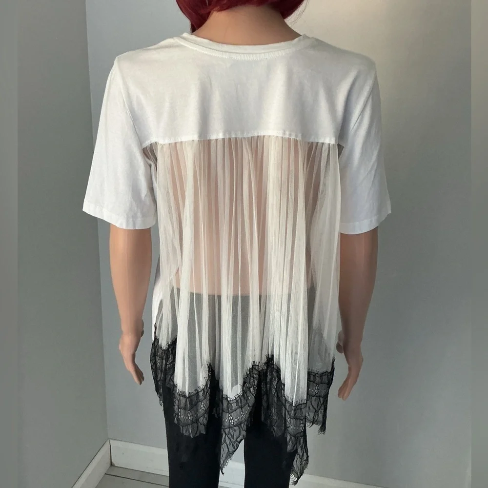Zara White Short Sleeve Tee Sz M